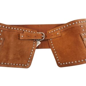 Mango Tan Studded Leather Belt